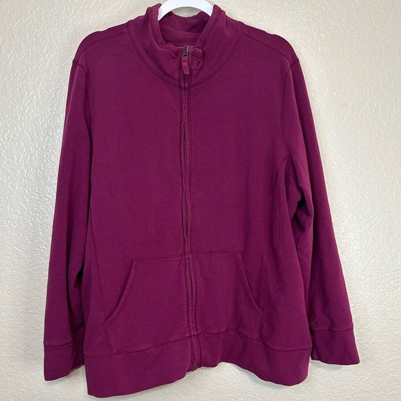 L.L. Bean women’s cotton zip up jacket purple 3x good condition soft and comfy - Picture 1 of 6